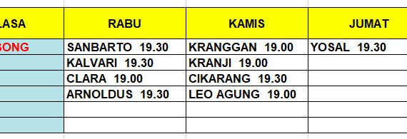 jadwal PD di dekenat Bekasi