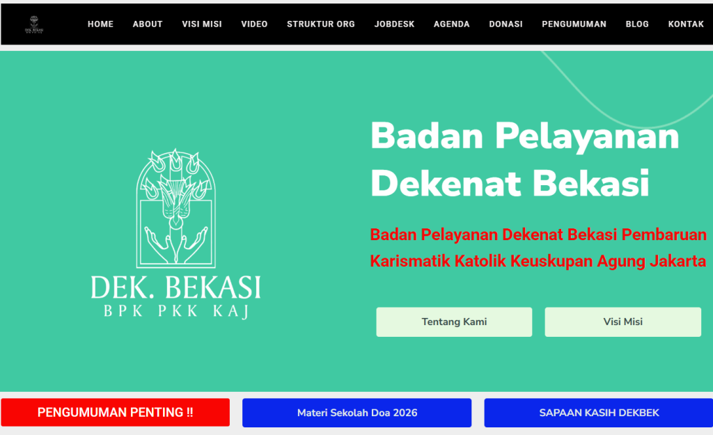 tampak depan web profile dek bekasi